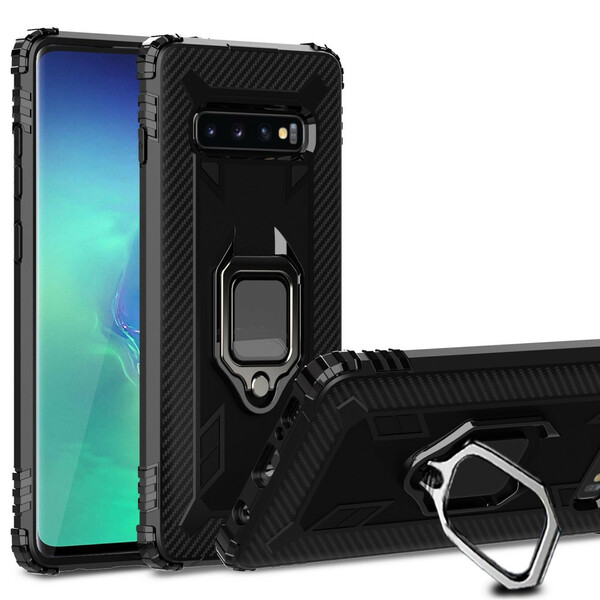 Samsung Galaxy S10 Plus Anel e capa de fibra de carbono