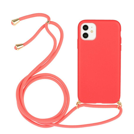 iPhone 11 Capa de silicone com cordão colorido