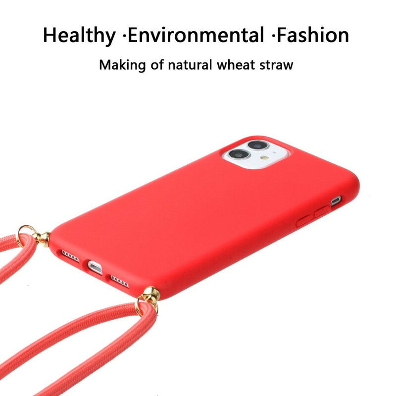 iPhone 11 Capa de silicone com cordão colorido