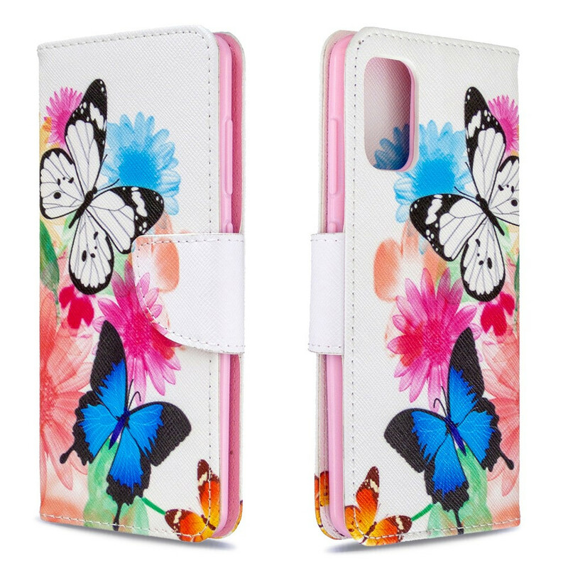 Samsung Galaxy A41 Case Butterflies e Flores Pintadas