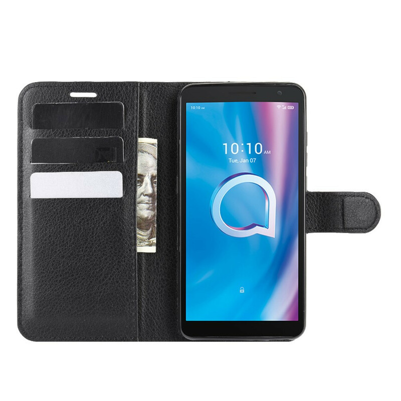 Alcatel 1B Capa de efeito couro Litchi Classic