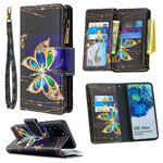 Samsung Galaxy S20 Ultra Case com bolso com zíper Butterfly