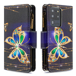 Samsung Galaxy S20 Ultra Case com bolso com zíper Butterfly