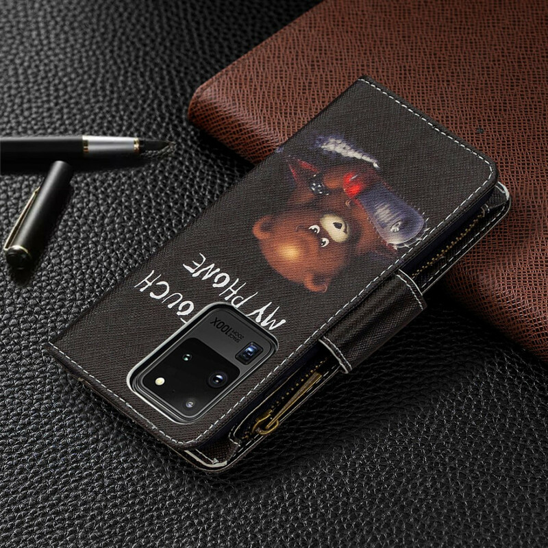 Samsung Galaxy S20 Ultra Case com Urso de Bolso com Fecho