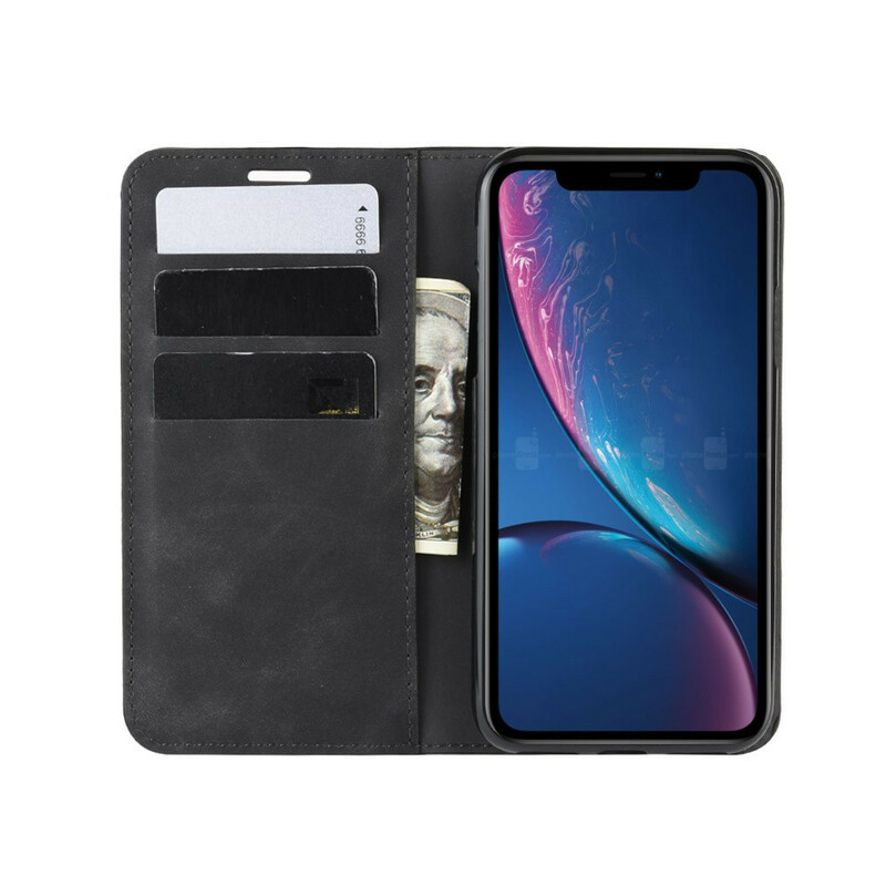 Capa Flip Capa iPhone XR Efeito Couro Mole