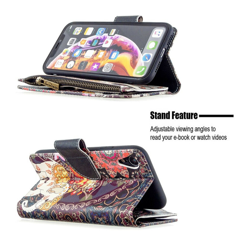 Capa do iPhone XR com bolso com fecho de correr Capa do iPhone XR com bolso com fecho de correr