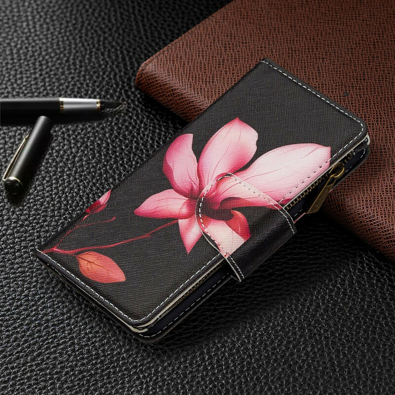 Capa para iPhone XR Flor de bolso com fecho de correr