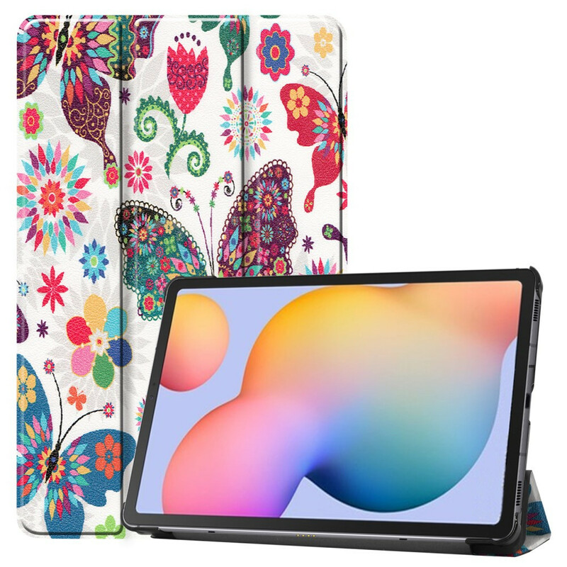 Capa inteligente Samsung Galaxy Tab S6 Lite Butterflies e Flowers Retro