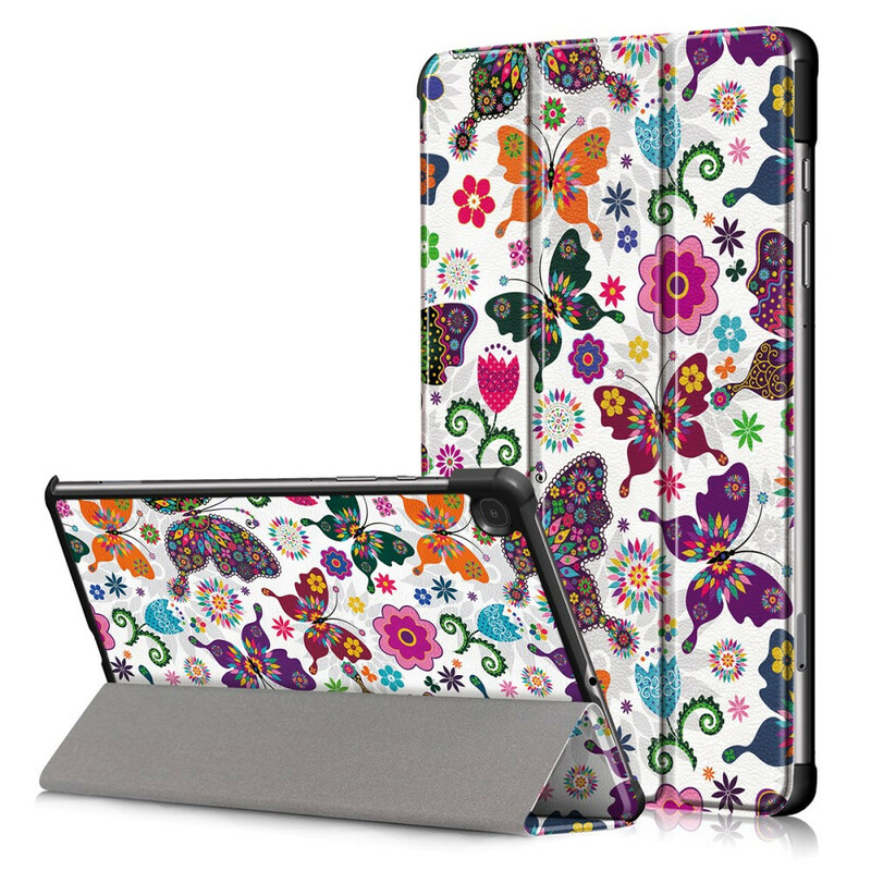 Capa Inteligente Samsung Galaxy Tab S6 Lite Lite Butterflies e Flores Reforçadas