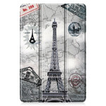 Capa Inteligente Samsung Galaxy Tab S6 Lite Retro Stylo Holder Torre Eiffel
