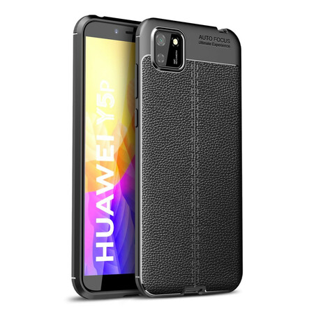 Huawei Y5p Capa de couro Lychee Efeito Linha Dupla de Efeito Lychee