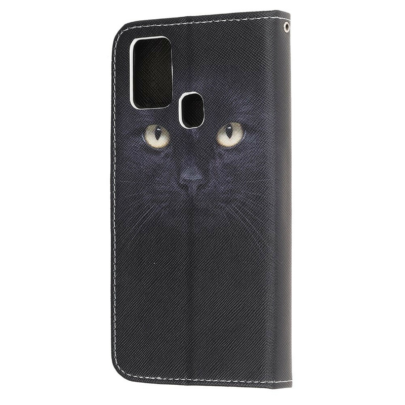 Samsung Galaxy M31 Capa de olhos de gato preto com cinta