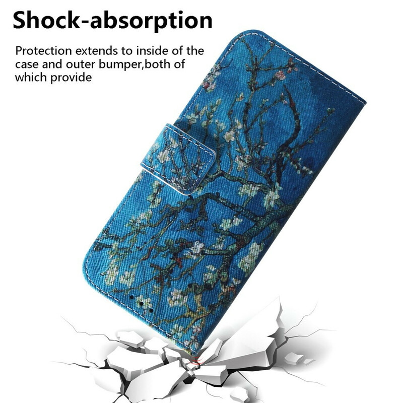 Xiaomi Redmi Note 9 Case Flowered Tree Blue Background