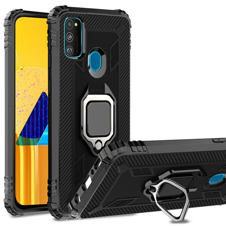 Samsung Galaxy M21 Anel e capa de fibra de carbono