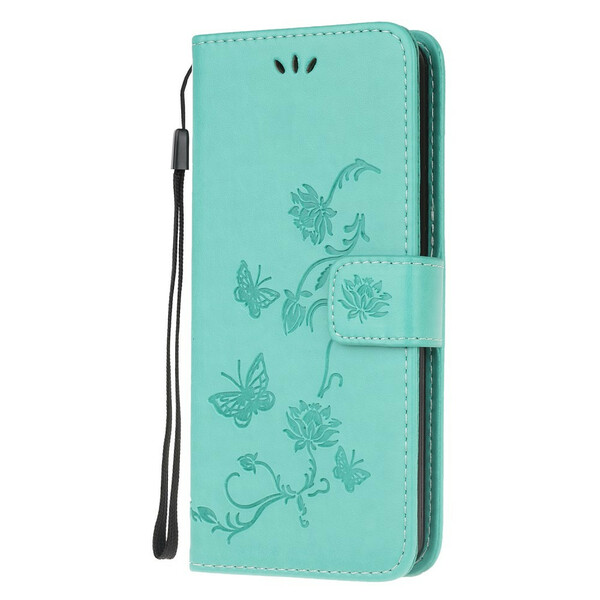 Samsung Galaxy Note 20 Ultra Case Butterflies e Flores com Cordão