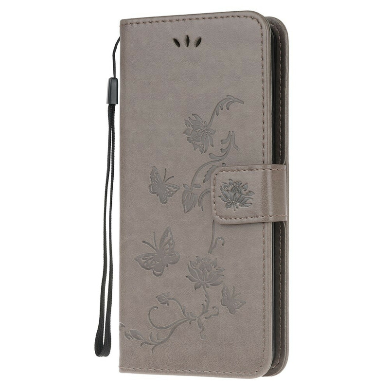 Samsung Galaxy Note 20 Ultra Case Butterflies e Flores com Cordão