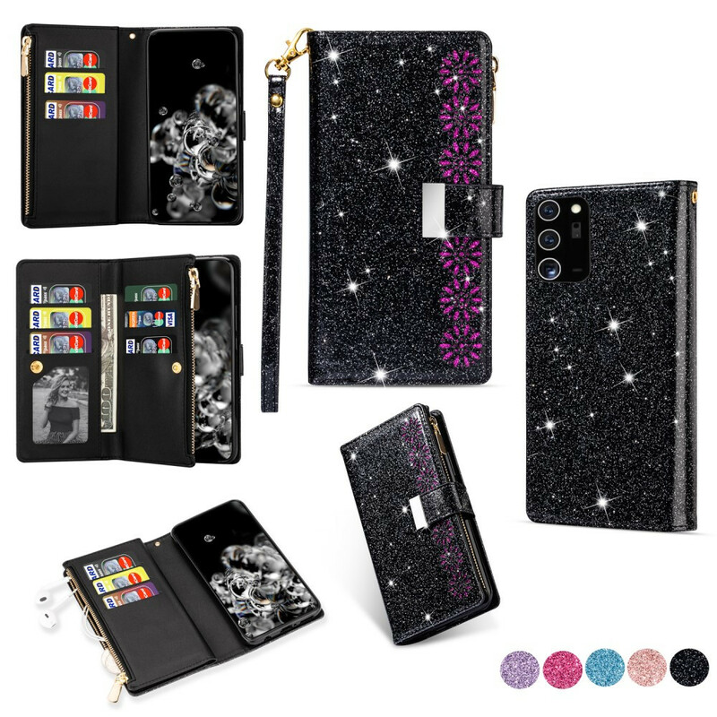 Samsung Galaxy Note 20 Capa Ultra Glitter Capa com fecho de correr