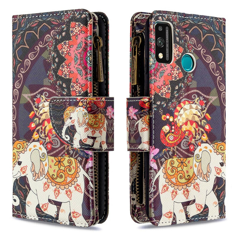 Capa de bolso Honor 9X Lite Elephant Zipper Pocket