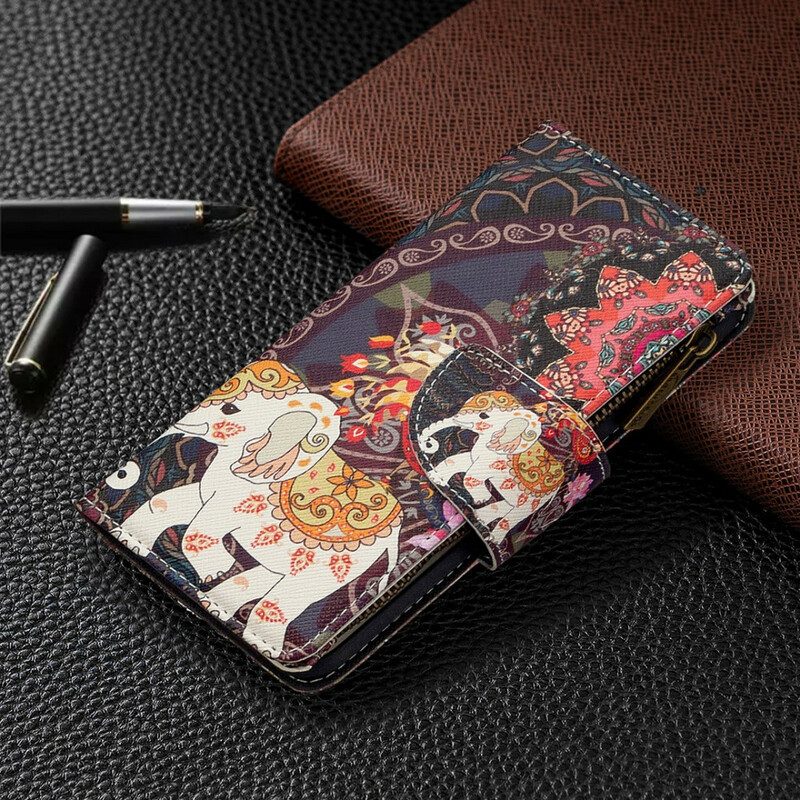 Capa de bolso Honor 9X Lite Elephant Zipper Pocket