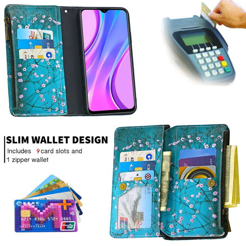 Xiaomi Redmi 9 Capa de bolso Zip Pocket Tree Xiaomi Redmi 9 Capa de bolso Zip Pocket Tree
