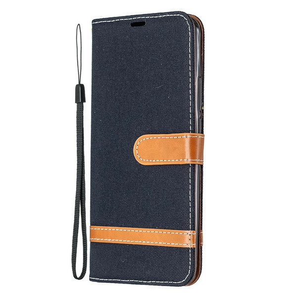 Xiaomi Redmi 9 Capa de tecido e de couro com cinta de efeito