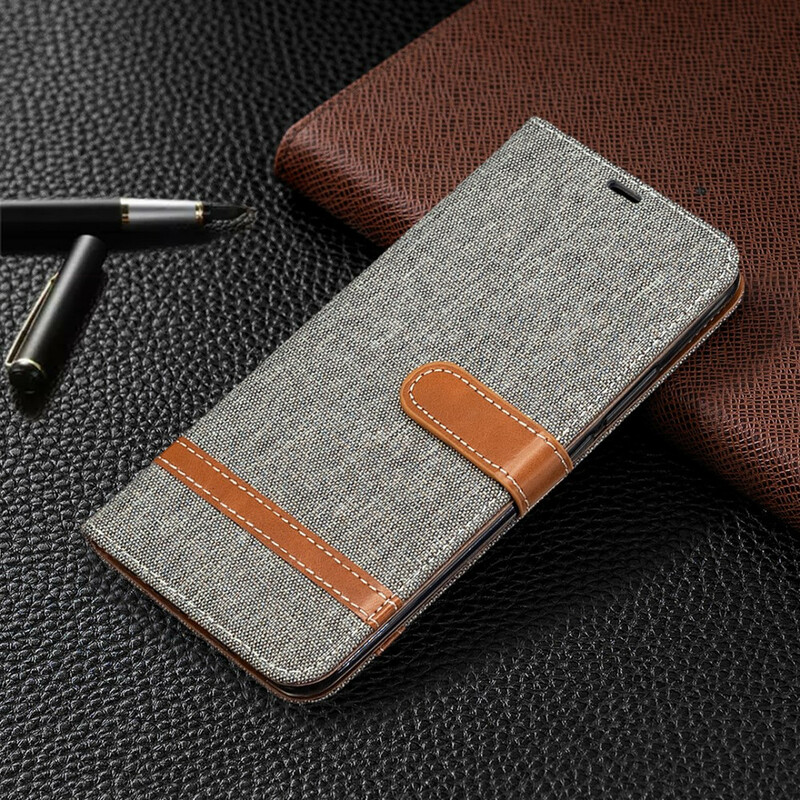 Xiaomi Redmi 9 Capa de tecido e de couro com cinta de efeito