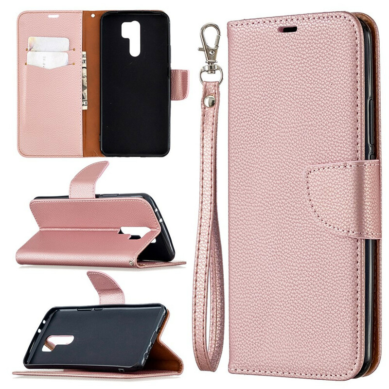 Xiaomi Redmi 9 Litchi Aba oblíqua da capa
