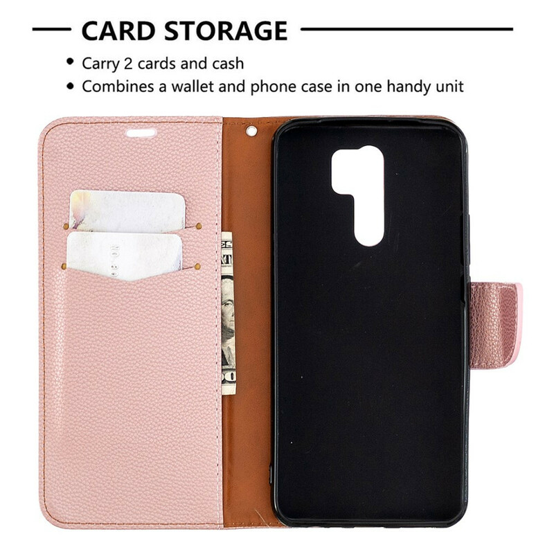 Xiaomi Redmi 9 Litchi Aba oblíqua da capa