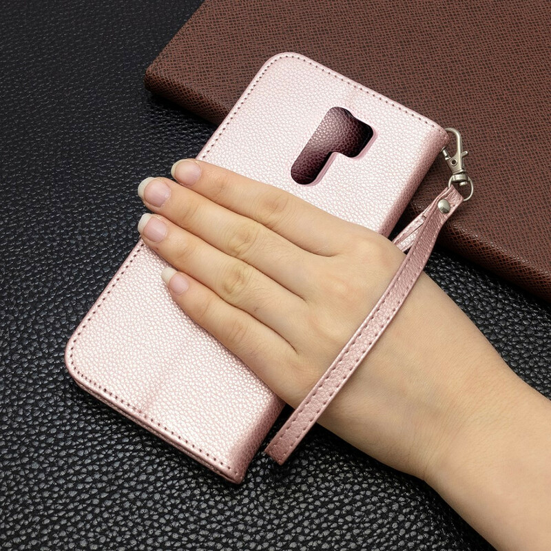 Xiaomi Redmi 9 Litchi Aba oblíqua da capa