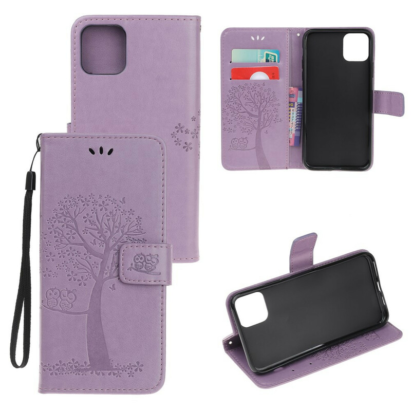 Capa para iPhone 12 Tree and Owls with Strap