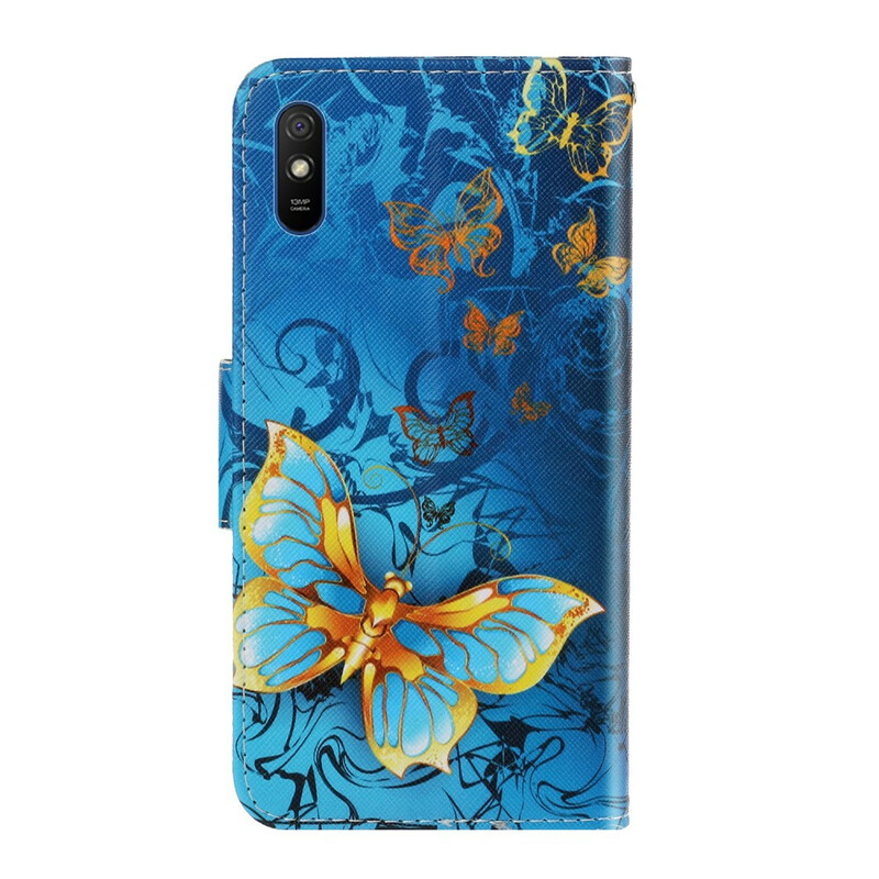 Housse Xiaomi Redmi 9A Variations Papillons à Lanière