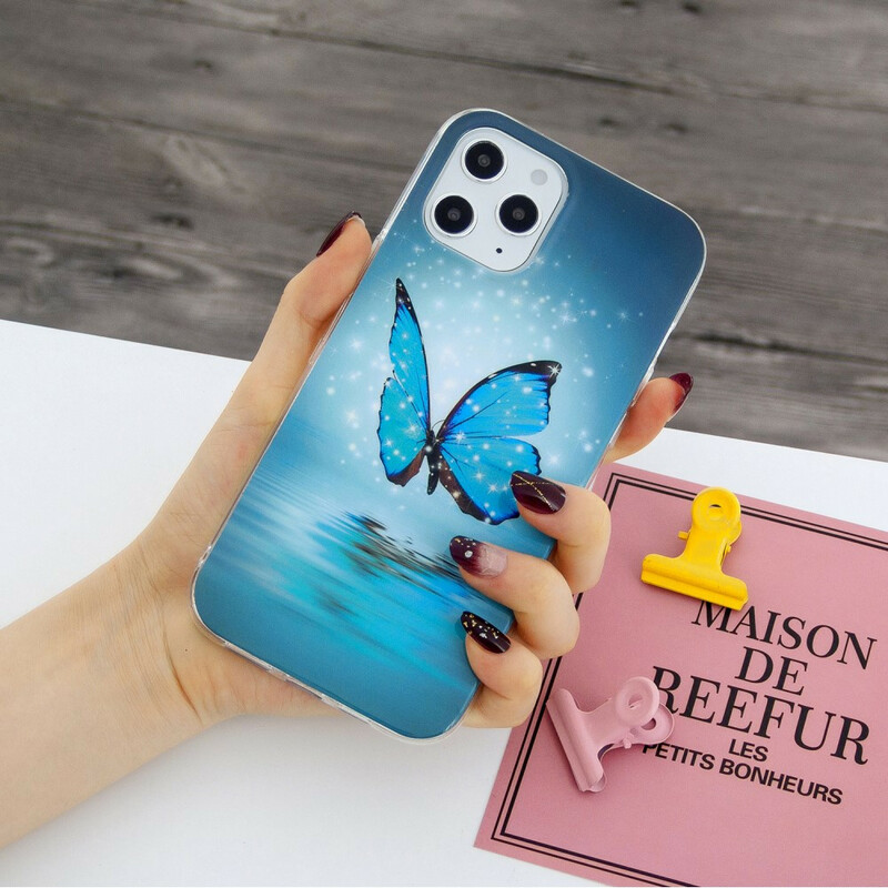 Case iPhone 12 Pro Max Butterfly Blue Fluorescent