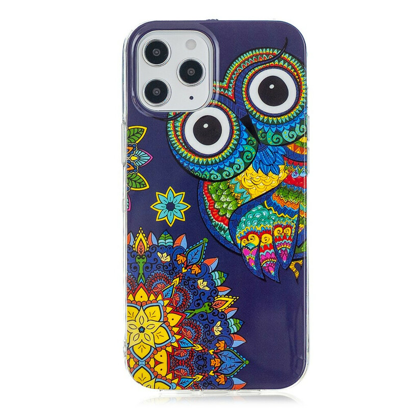 Capa iPhone 12 Pro Max Owl Mandala Fluorescente