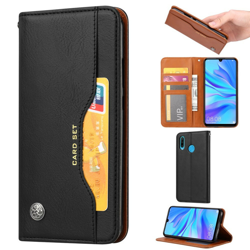 Capa Flip Cover Huawei P40 Lite E / Y7p Capa de cartão em pele