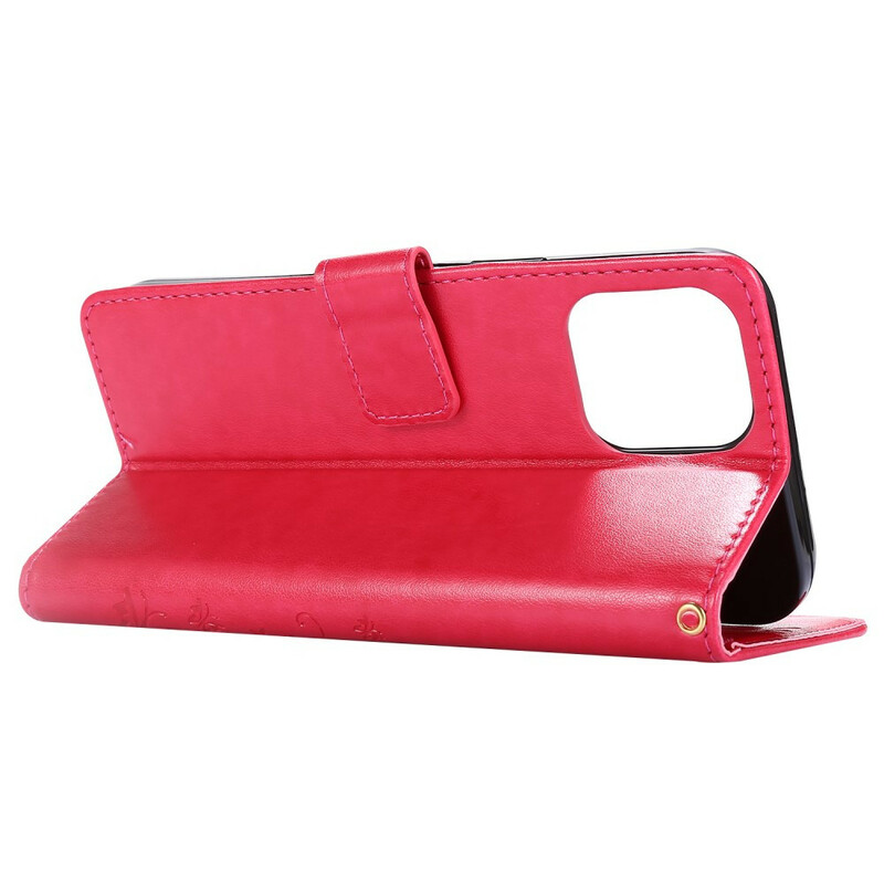 Case iPhone 12 Pro Max Butterflies e Flowers Lanyard