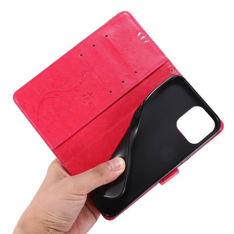 Case iPhone 12 Pro Max Butterflies e Flowers Lanyard