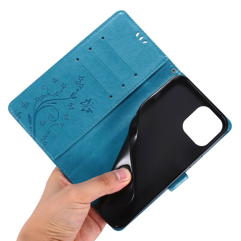 Case iPhone 12 Pro Max Butterflies e Flowers Lanyard