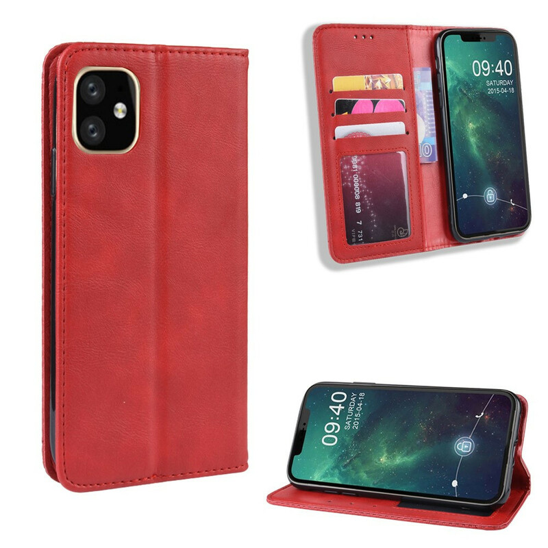 Capa Flip Cover iPhone 12 Pro Max Leather Effect Vintage Stylish