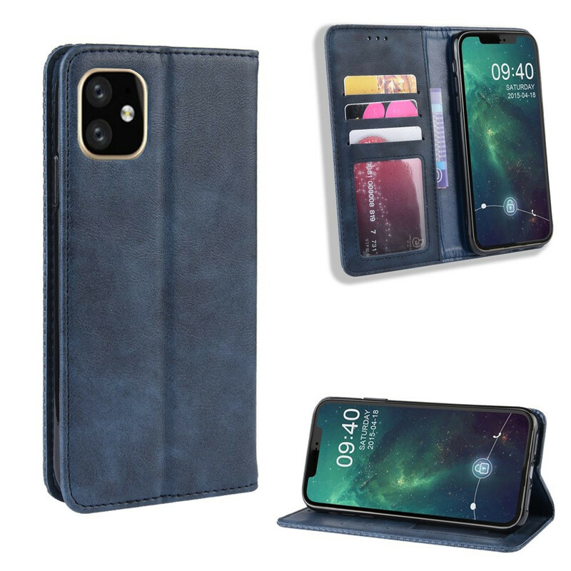 Capa Flip Cover iPhone 12 Pro Max Leather Effect Vintage Stylish