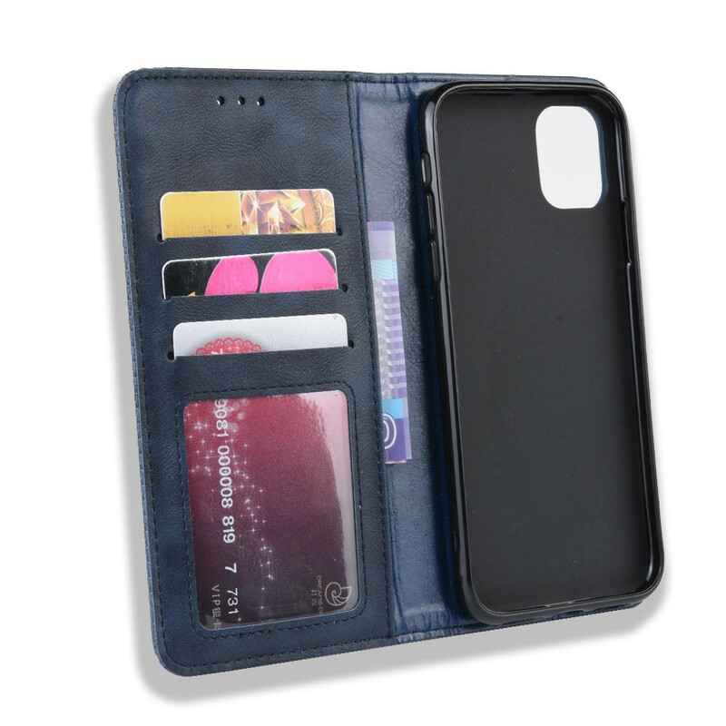 Capa Flip Cover iPhone 12 Pro Max Leather Effect Vintage Stylish