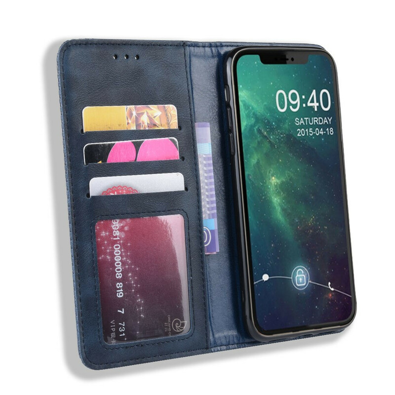 Capa Flip Cover iPhone 12 Pro Max Leather Effect Vintage Stylish