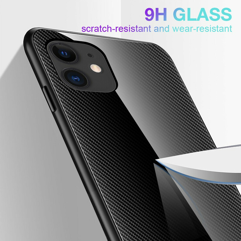 iPhone 12 Pro Max Case Vidro Temperado Fibra de Carbono Clássico