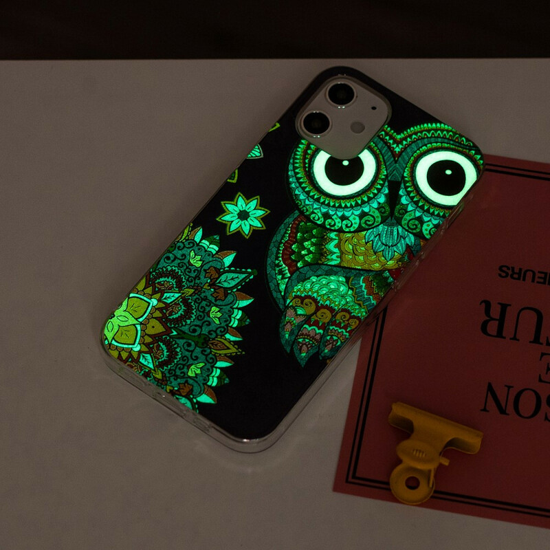 Capa iPhone 12 Max / 12 Pro Owl Mandala Fluorescente