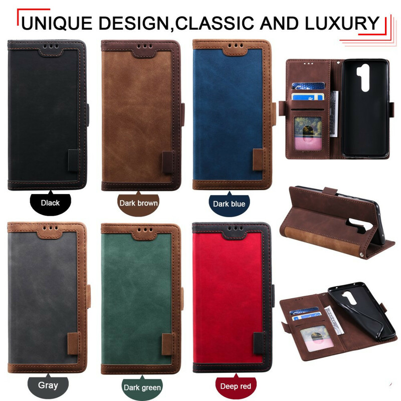 Xaiomi Redmi 9 Capa de Couro de dois tons Contorno Reforçado