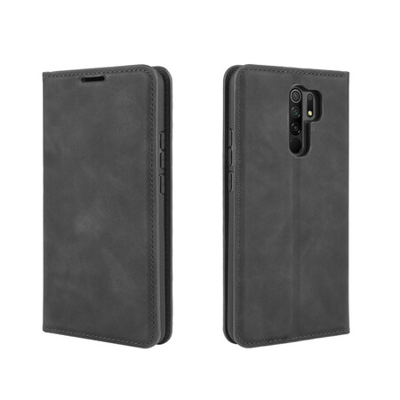 Tampa Flip Cover Xiaomi Redmi 9 Efeito Couro Macio