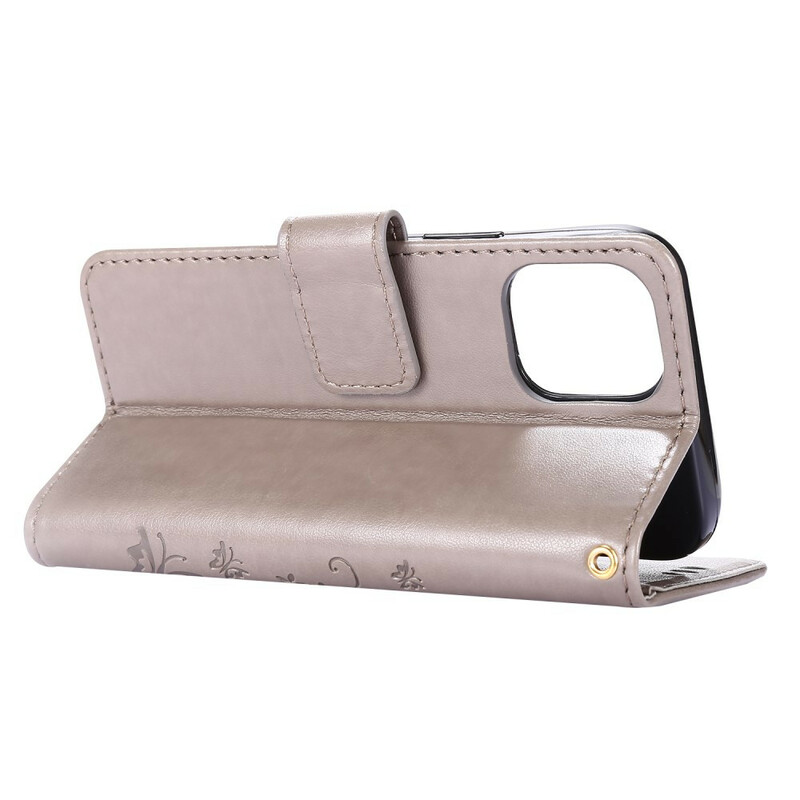 Capa iPhone 12 Borboletas e Cordão de Flores