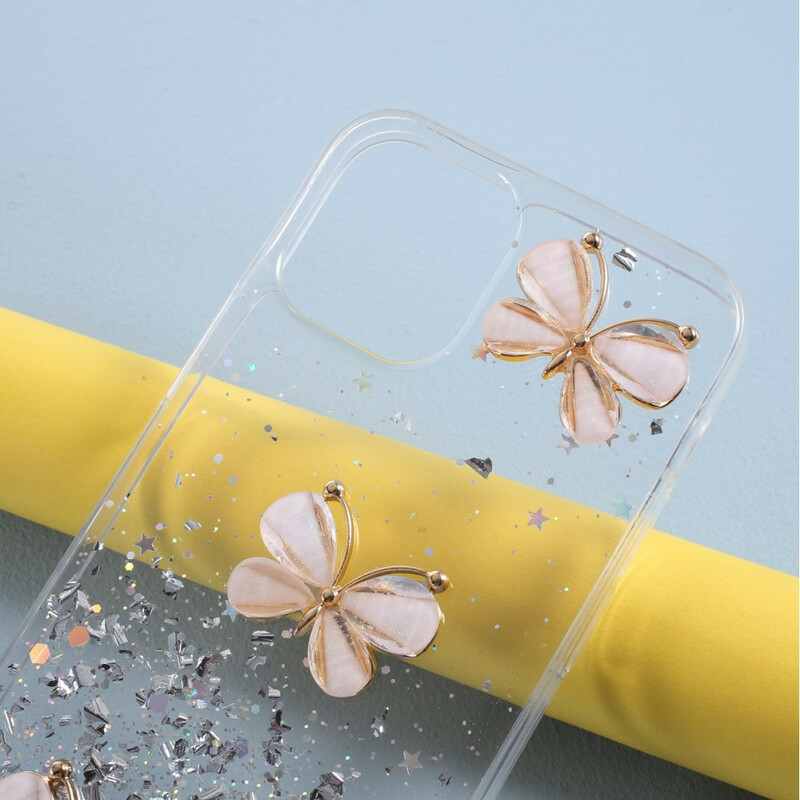 Capa iPhone 12 Glitter Butterflies 3D