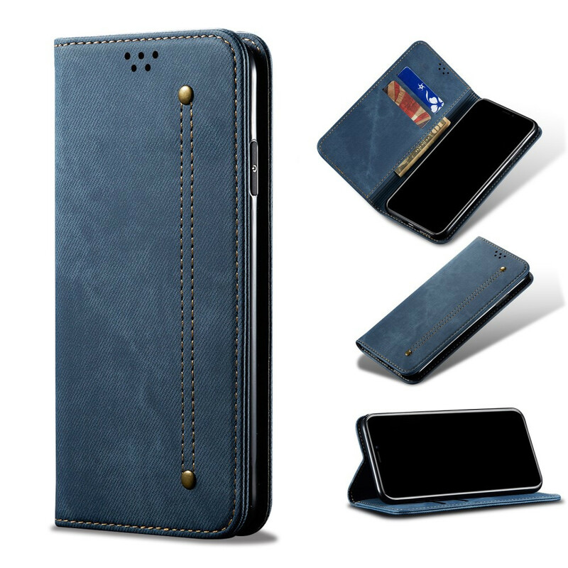 Capa iPhone 12 Faux Leather Jeans Texture