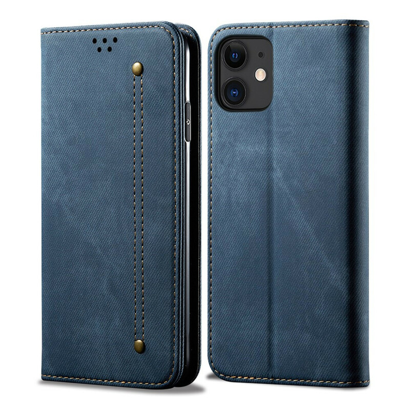 Capa iPhone 12 Faux Leather Jeans Texture