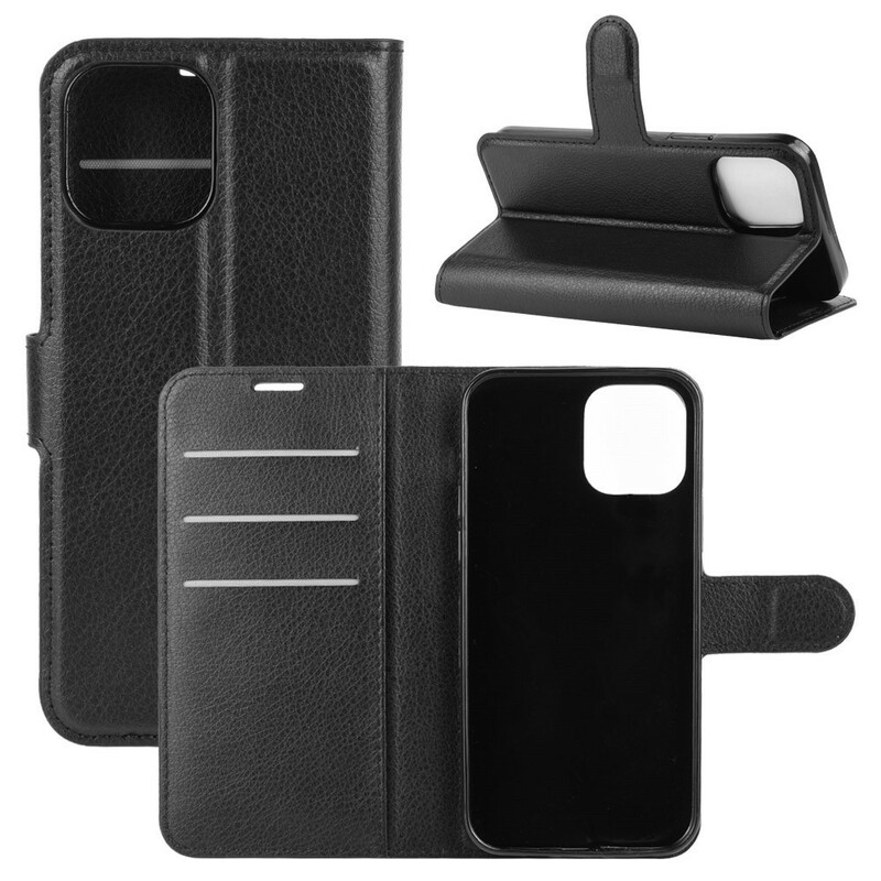 Capa para iPhone 12 Pro Max Leather Effect Lychee Classic Lychee